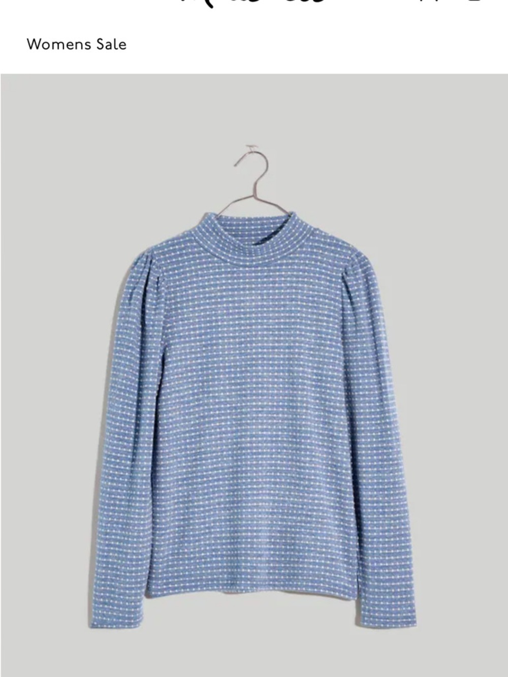 Madewell Light Blue Mock Neck Dot-Pattern Sweater